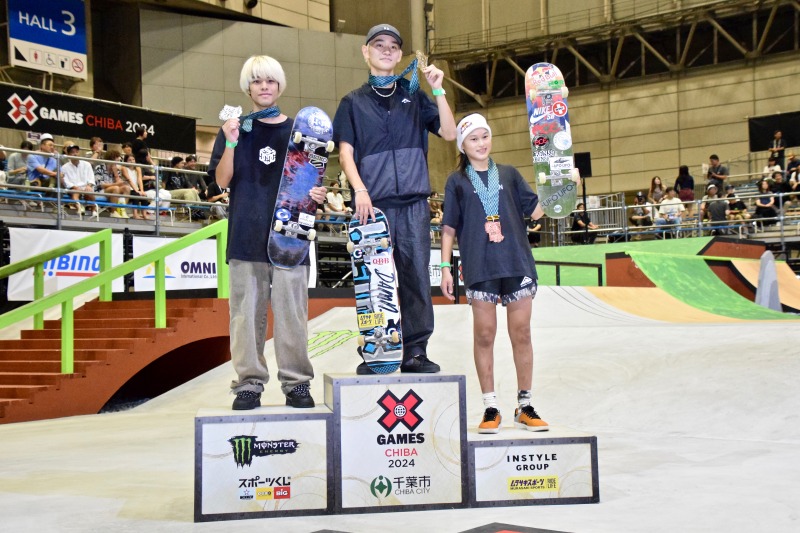 【X Games Chiba 2024ストリート】男子は日本勢が表彰台を独占&#038;ベストトリックで池慧野巨が優勝！女子は伊藤美優が銀メダル・赤間凛音が銅メダル